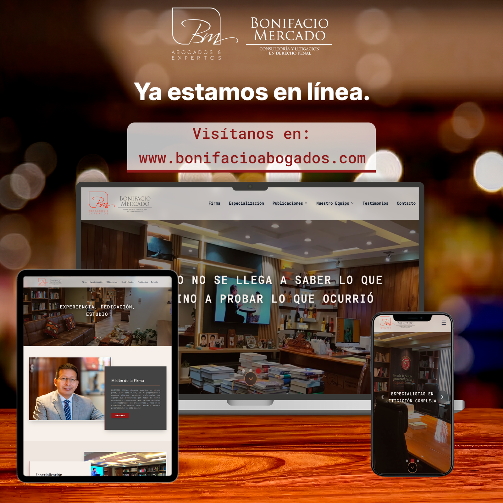 Publicación de Estudio Bonifacio Mercado & Asociados anunciando su web